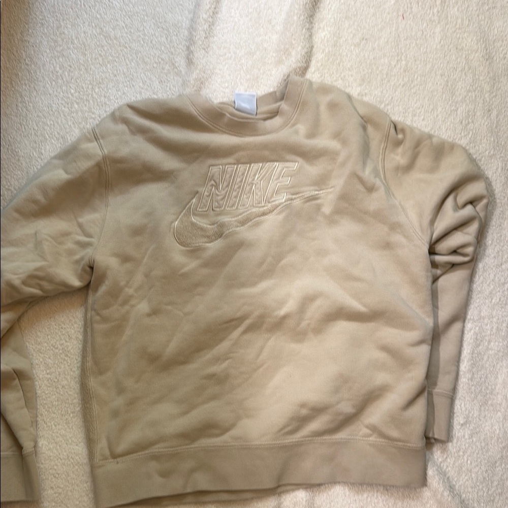 Nike Tan Crewneck Sweater Soft and Versatile